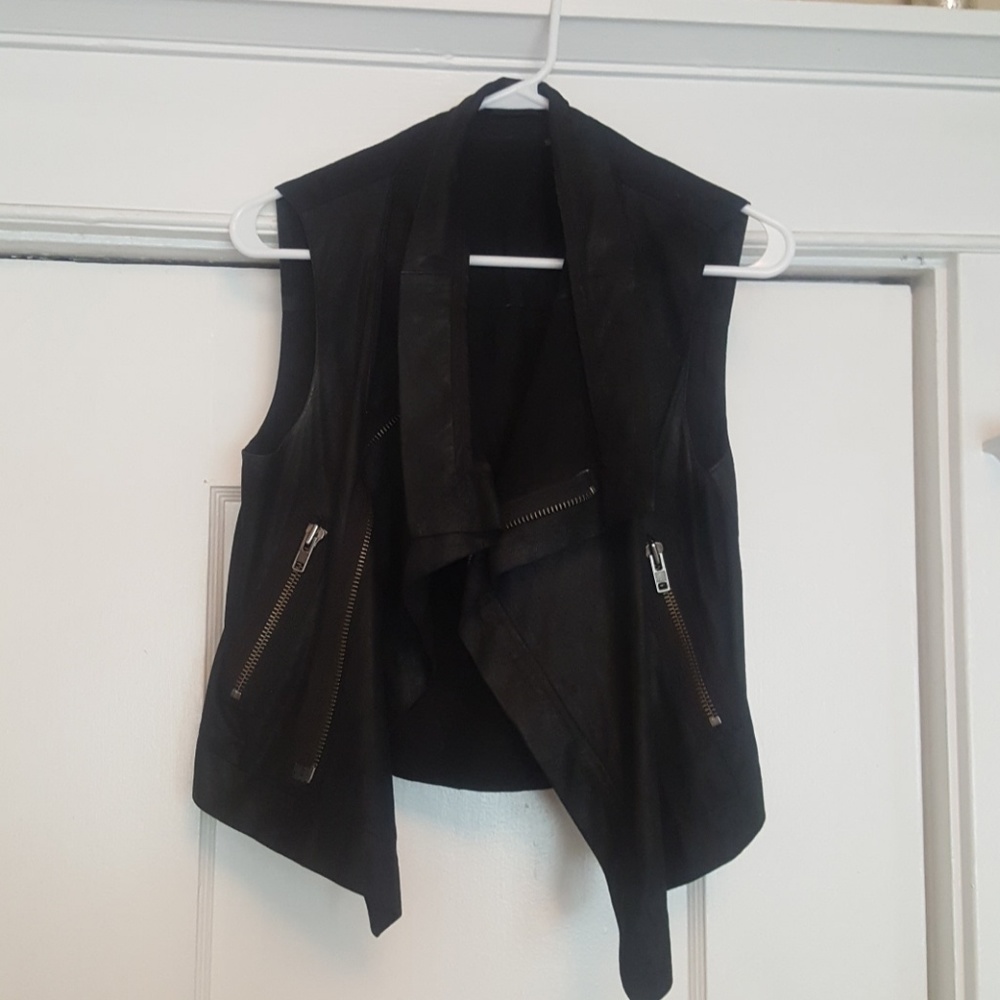 Veda leather zip up vest